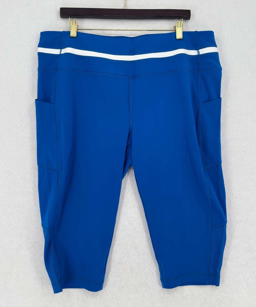 T by Talbots Royal Blue Nylon Active Crop Leggings Sz 2X NEW